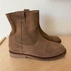Zara Kids size 32 Brown Leather Suede Ankle Zip Booties Boots